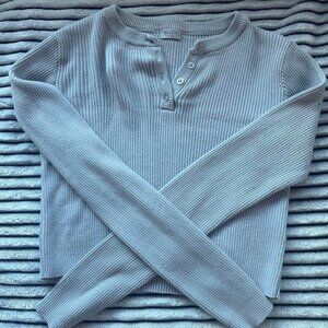 John Galt long sleeve, light blue cropped top